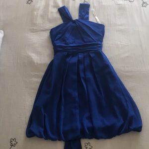 Bridal party girls dress in horizon blue.